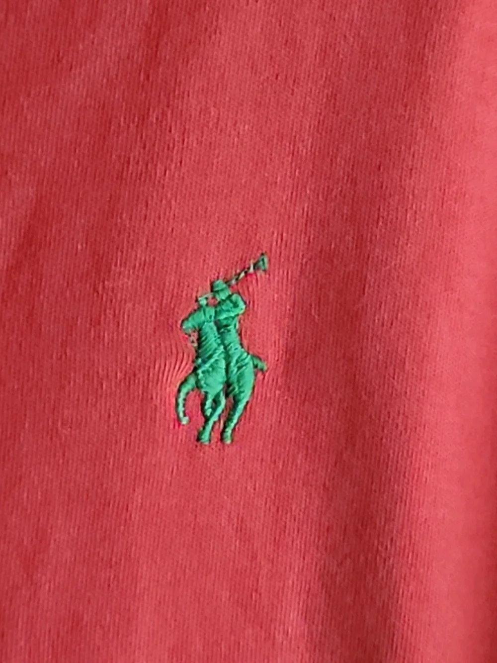 Ralph Lauren Men's Coral Red Polo with Green Pony Large